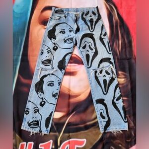 Handpainted Kim K x GhostFace Jeans